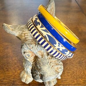 J.Crew Set of 4 vintage enamel bangles in blue and yellow